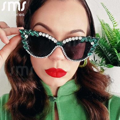 Trend Cat Eye Diamond Sunglasses Women Men Oversized Rhinestones Sun Glasses Shades Eyewear Female Eyeglasses UV400