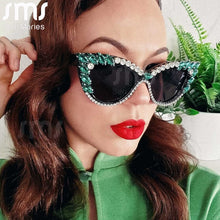 Load image into Gallery viewer, Trend Cat Eye Diamond Sunglasses Women Men Oversized Rhinestones Sun Glasses Shades Eyewear Female Eyeglasses UV400