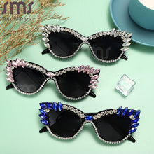 Load image into Gallery viewer, Trend Cat Eye Diamond Sunglasses Women Men Oversized Rhinestones Sun Glasses Shades Eyewear Female Eyeglasses UV400