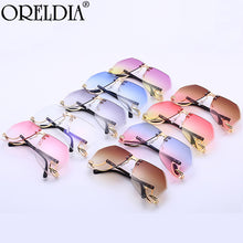 Load image into Gallery viewer, Trend Irregular Rimless Sunglasses Women Brand Designer Alloy Frame Oversize Gradient Sun Glasses Lady Clear Shades Eyewear