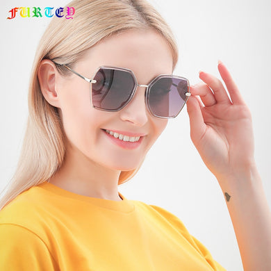 Trend Women's Large Frame Polygonal Square Sunglasses Anti-UV Polarized Sunglasses