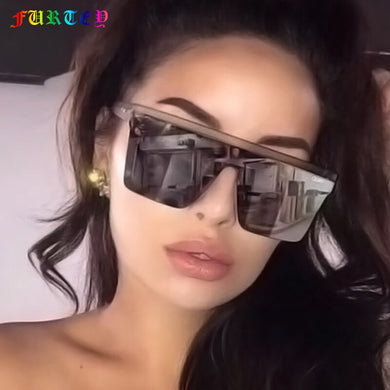 Trend One Bright Black Trendy Trend  Large Square Frameless Sunglasses Women