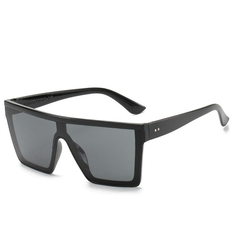Trend One Bright Black Trendy Trend  Large Square Frameless Sunglasses Women