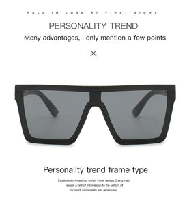 Trend One Bright Black Trendy Trend  Large Square Frameless Sunglasses Women