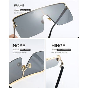 Trend Oversize Square Mirror Sunglasses Men Brand Designer  Vintage Sun Glasses For Women Goggle Oculos
