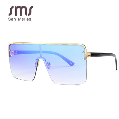 Trend Oversize Square Mirror Sunglasses Men Brand Designer  Vintage Sun Glasses For Women Goggle Oculos