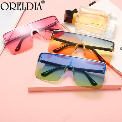 Trend Oversized Square Sunglasses Women Men One Piece Flat Top Sun Glasses  Brand Eyewear Female Glasses UV400