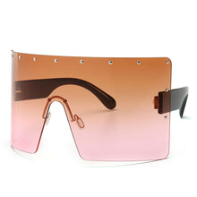 Load image into Gallery viewer, Trend Oversized Sunglasses Women Men Rivet Sun Glasses One-piece Windproof Goggles Mirror Sunglass UV400 Oversized Sunglasses