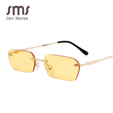 Trend Small Square Sunglasses Women Luxulry Brand Vintage Rimless Rectangle Colorful For Female Eyewear Retro Sunglasses UV400