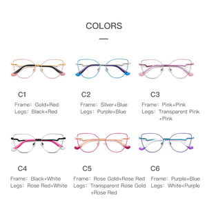 Trending Blue Light Blocking Women's Metal Glasses Frame With Spring Hinges Female Anti Radiation Protection Eyeglasses Frames