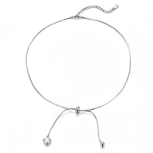 Trending Chocker 925 Sterling Silver Choker Necklace Short Chain With Drop Ball Crystal Chokers Necklaces For Women W4 NB092
