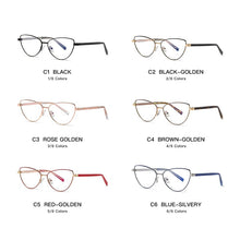 Load image into Gallery viewer, Trending Women&#39;s Cat Eye Glasses Frame Blue Light Blocking Anti Radiation Protection Eyeglasses Female Optical Eyewear