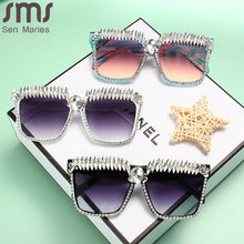 Load image into Gallery viewer, Trends Oversized Square Diamond Sunglasses Women  Rhinestones Sun Glasses Shades Eyewear Men Eyeglasses UV400