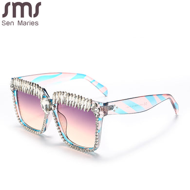 Trends Oversized Square Diamond Sunglasses Women  Rhinestones Sun Glasses Shades Eyewear Men Eyeglasses UV400