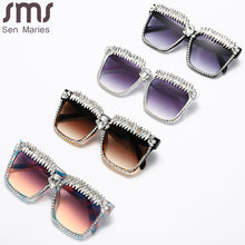 Load image into Gallery viewer, Trends Oversized Square Diamond Sunglasses Women  Rhinestones Sun Glasses Shades Eyewear Men Eyeglasses UV400