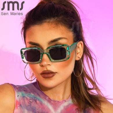 Trends Square Sunglasses Women Men Transparent Big Frames Sun Glasses Green Black Eyewear Female Sunshade Eyeglasses UV400