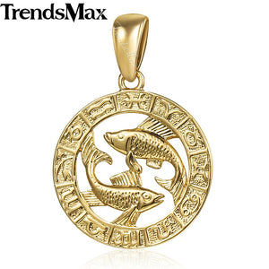 12 Zodiac Sign Constellations Pendants Necklaces For Women Men 585 Rose Gold Male Jewelry Fashion Birthday Gifts GPM16
