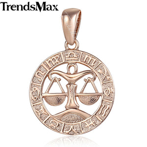 12 Zodiac Sign Constellations Pendants Necklaces For Women Men 585 Rose Gold Male Jewelry Fashion Birthday Gifts GPM16