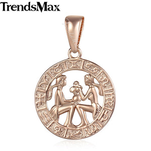 12 Zodiac Sign Constellations Pendants Necklaces For Women Men 585 Rose Gold Male Jewelry Fashion Birthday Gifts GPM16