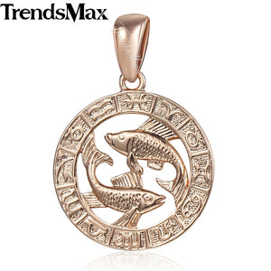 12 Zodiac Sign Constellations Pendants Necklaces For Women Men 585 Rose Gold Male Jewelry Fashion Birthday Gifts GPM16