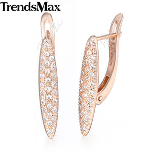Paved Cubic Zirconia Cz Earrings For Women 585 Rose Gold Women Earrings Fashion Jewelry Gifts 2018 KGE138