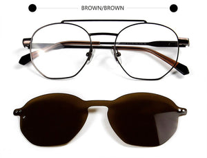Trendy 2 In 1 Magnet Polarized Clip On Sunglasses Men Alloy Optical Myopia Prescription Round Sun Glasses for Women UV400