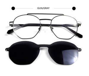 Trendy 2 In 1 Magnet Polarized Clip On Sunglasses Men Alloy Optical Myopia Prescription Round Sun Glasses for Women UV400