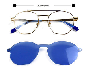 Trendy 2 In 1 Magnet Polarized Clip On Sunglasses Men Alloy Optical Myopia Prescription Round Sun Glasses for Women UV400