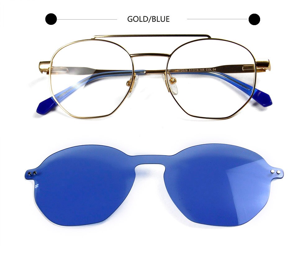 Trendy 2 In 1 Magnet Polarized Clip On Sunglasses Men Alloy Optical Myopia Prescription Round Sun Glasses for Women UV400