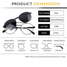 Load image into Gallery viewer, Trendy 2 In 1 Magnet Polarized Clip On Sunglasses Men Alloy Optical Myopia Prescription Round Sun Glasses for Women UV400