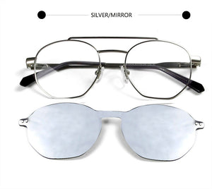 Trendy 2 In 1 Magnet Polarized Clip On Sunglasses Men Alloy Optical Myopia Prescription Round Sun Glasses for Women UV400