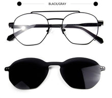 Load image into Gallery viewer, Trendy 2 In 1 Magnet Polarized Clip On Sunglasses Men Alloy Optical Myopia Prescription Round Sun Glasses for Women UV400