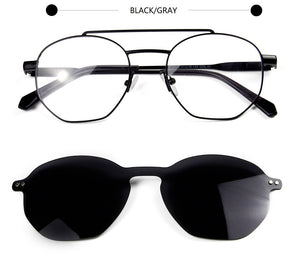 Trendy 2 In 1 Magnet Polarized Clip On Sunglasses Men Alloy Optical Myopia Prescription Round Sun Glasses for Women UV400