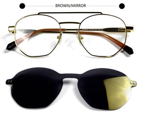 Trendy 2 In 1 Magnet Polarized Clip On Sunglasses Men Alloy Optical Myopia Prescription Round Sun Glasses for Women UV400