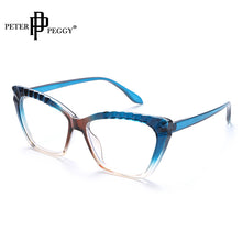 Carica l&#39;immagine nel visualizzatore di Gallery, Occhiali da vista Cat Eye alla moda anti luce blu per uomo e donna, montatura per gambe a molla, protezione per lenti trasparenti, occhiali da gioco per dispositivi mobili