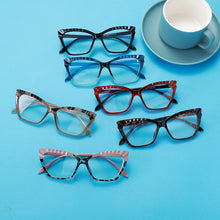 Carica l&#39;immagine nel visualizzatore di Gallery, Occhiali da vista Cat Eye alla moda anti luce blu per uomo e donna, montatura per gambe a molla, protezione per lenti trasparenti, occhiali da gioco per dispositivi mobili