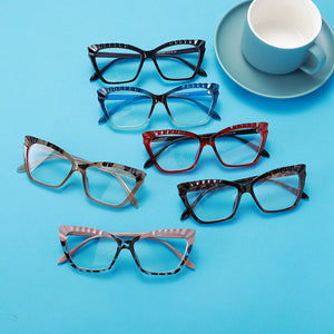 Occhiali da vista Cat Eye alla moda anti luce blu per uomo e donna, montatura per gambe a molla, protezione per lenti trasparenti, occhiali da gioco per dispositivi mobili