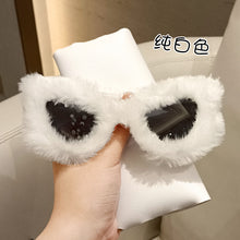 Load image into Gallery viewer, Trendy Cat Eye Kardashan Sunglasses Women Punk Soft Fur Velvet Sun Glasses Ladies UV400 Shades Handmade Eyewear Gafas De Sol INS