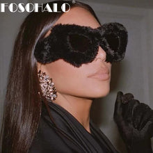 Load image into Gallery viewer, Trendy Cat Eye Kardashan Sunglasses Women Punk Soft Fur Velvet Sun Glasses Ladies UV400 Shades Handmade Eyewear Gafas De Sol