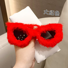 Load image into Gallery viewer, Trendy Cat Eye Kardashan Sunglasses Women Punk Soft Fur Velvet Sun Glasses Ladies UV400 Shades Handmade Eyewear Gafas De Sol INS