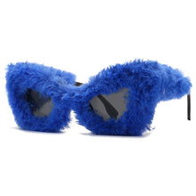 Load image into Gallery viewer, Trendy Cat Eye Kardashan Sunglasses Women Punk Soft Fur Velvet Sun Glasses Ladies UV400 Shades Handmade Eyewear Gafas De Sol