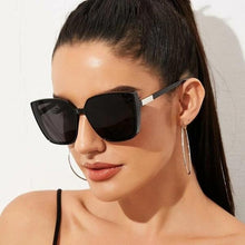 Load image into Gallery viewer, Trendy Cat Eye Sunglasses Female Retro Black Mirror Sunglasses Big Frame Cool Sexy Female Big Frame Sunglasses