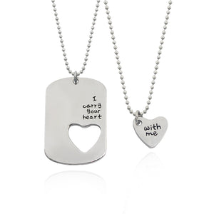 Trendy Couples Necklace Love Heart Hollow Charm Pendant Necklace Love Set I Carry Your Heart With Me Bead Chain Necklaces