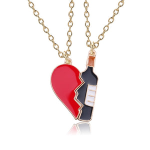 Trendy DIY Wine Bottle Neckalce Hop Broken Heart Pendant 2Pcs/set Charm Necklaces&Pandants Couple Unisex Gift Drop Shipping