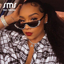 Load image into Gallery viewer, Trendy Diamond Cat Eye Sunglasses Women  Brand Designer Crystal Sexy Cateye Metal Jewel Frame Rhinestone Eyewear Oculos