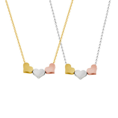Trendy Ethnic Rose Gold Silver Color Three Heart Pendant Necklace for Women Stainless Steel Statement Bohemian Valentine Gift