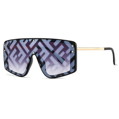 Trendy Jumpsuit F Letter Sunglasses Women Metal Personality Large Frame Sunglasses Sunglasses for Women