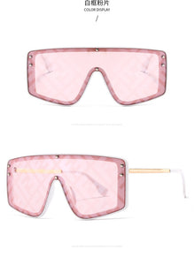 Trendy Jumpsuit F Letter Sunglasses Women Metal Personality Large Frame Sunglasses Sunglasses for Women