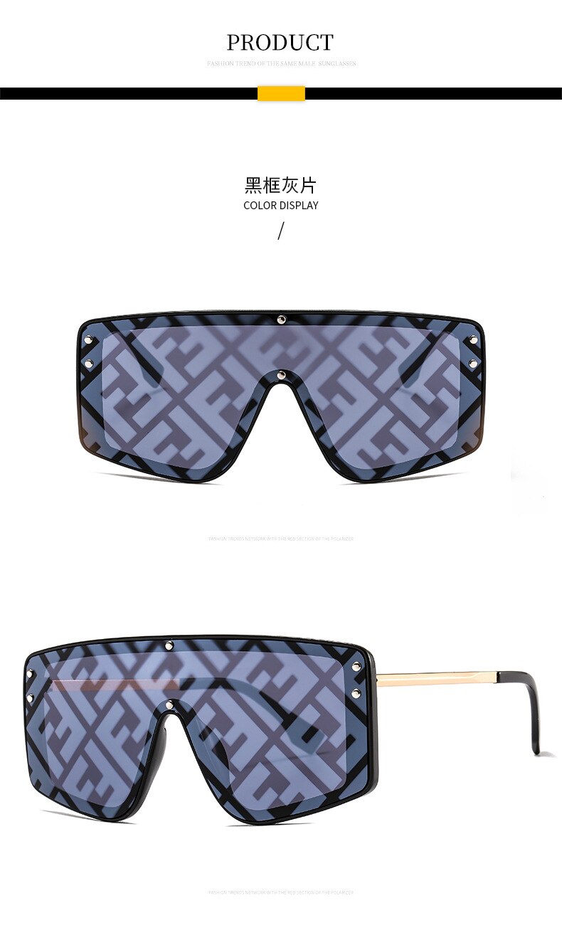 Trendy Jumpsuit F Letter Sunglasses Women Metal Personality Large Frame Sunglasses Sunglasses for Women