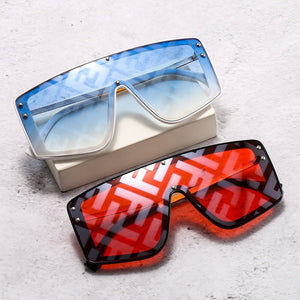 Trendy Jumpsuit F Letter Sunglasses Women Metal Personality Large Frame Sunglasses Sunglasses for Women
